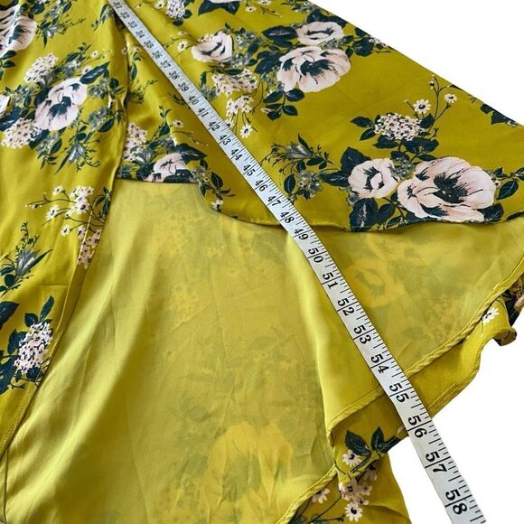 June & Hudson  Yellow Floral Midi Ruffle Wrap Summer Dress, Medium - Picture 9 of 12